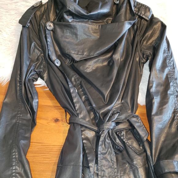 All Saints black jacket oilcloth / leather look - Picture 10 of 11